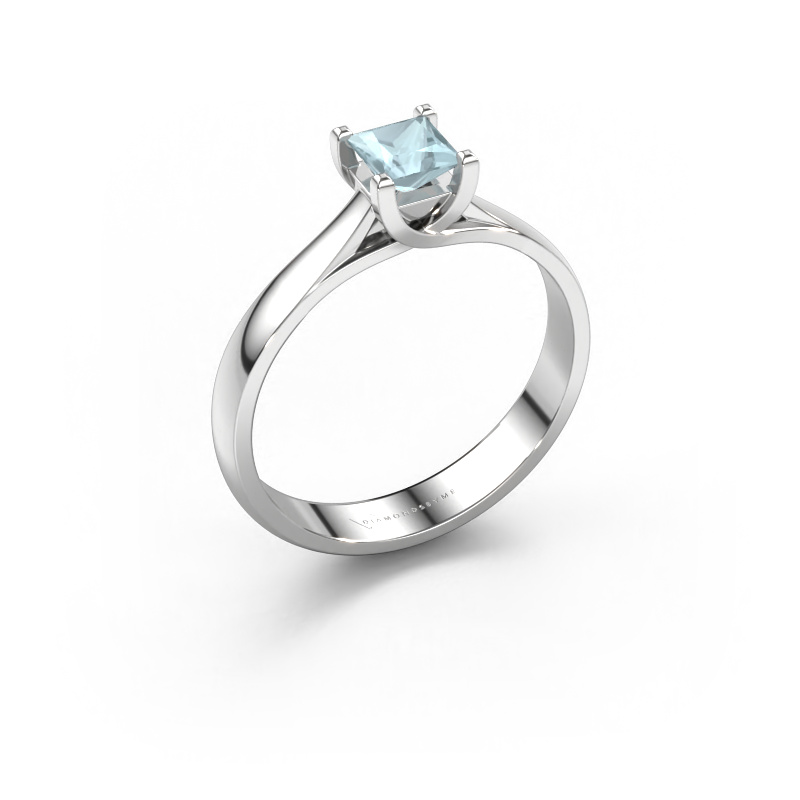 Image of Engagement ring Mia Square 950 platinum Aquamarine 4 mm