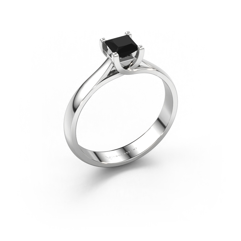 Image of Engagement ring Mia Square 950 platinum Black diamond 0.48 crt