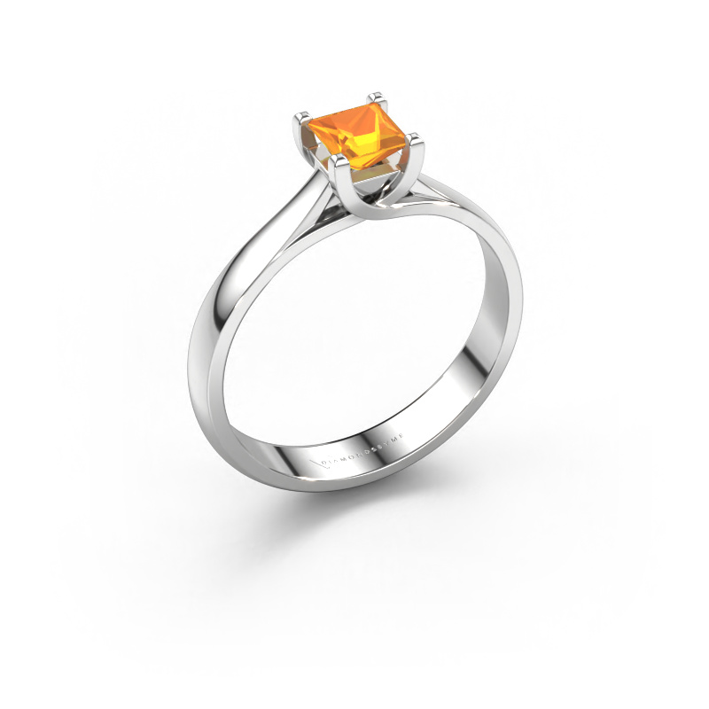 Image de Bague de fiançailles Mia Square 950 platine Citrine 4 mm