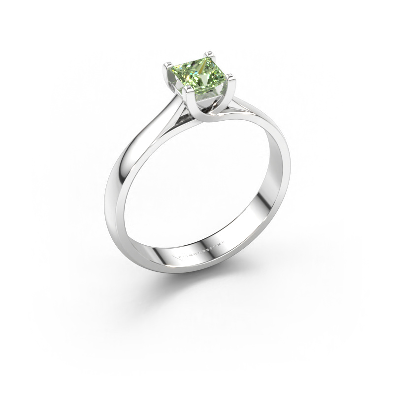 Immagine di Anello di fidanzamento Mia Square 585 oro bianco Diamante lab grown verde 4 mm