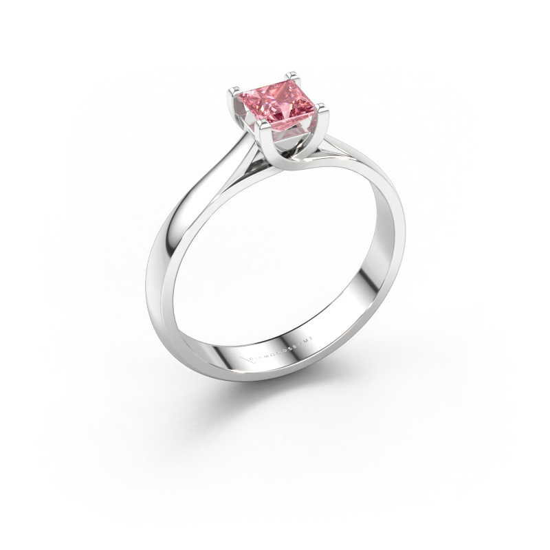 Bild av Förlovningsring Mia Square 950 platina Rosa labbodlad diamant 4 mm