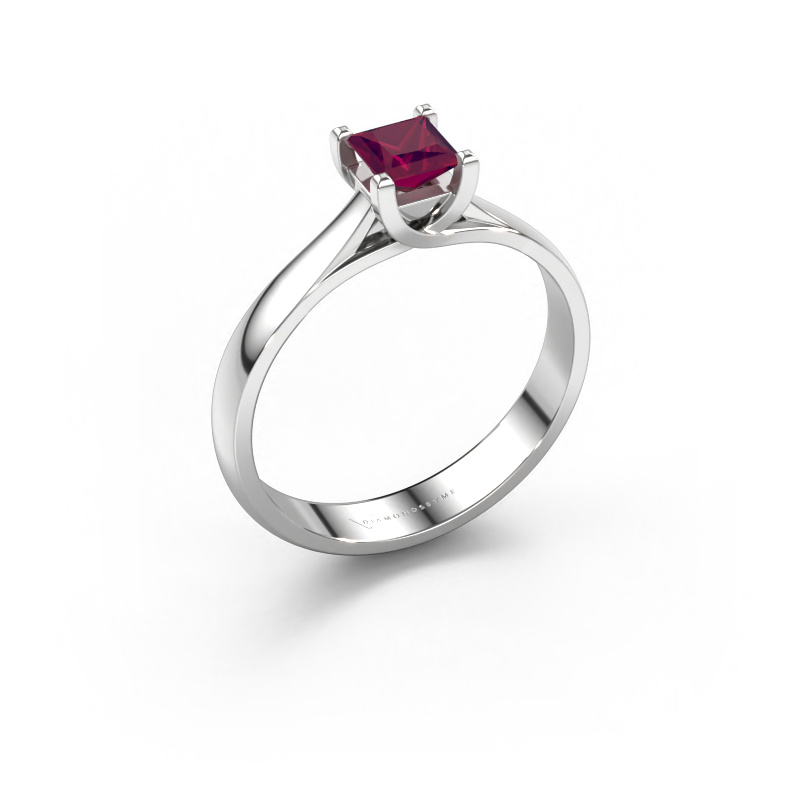 Image of Engagement ring Mia Square 950 platinum Rhodolite 4 mm