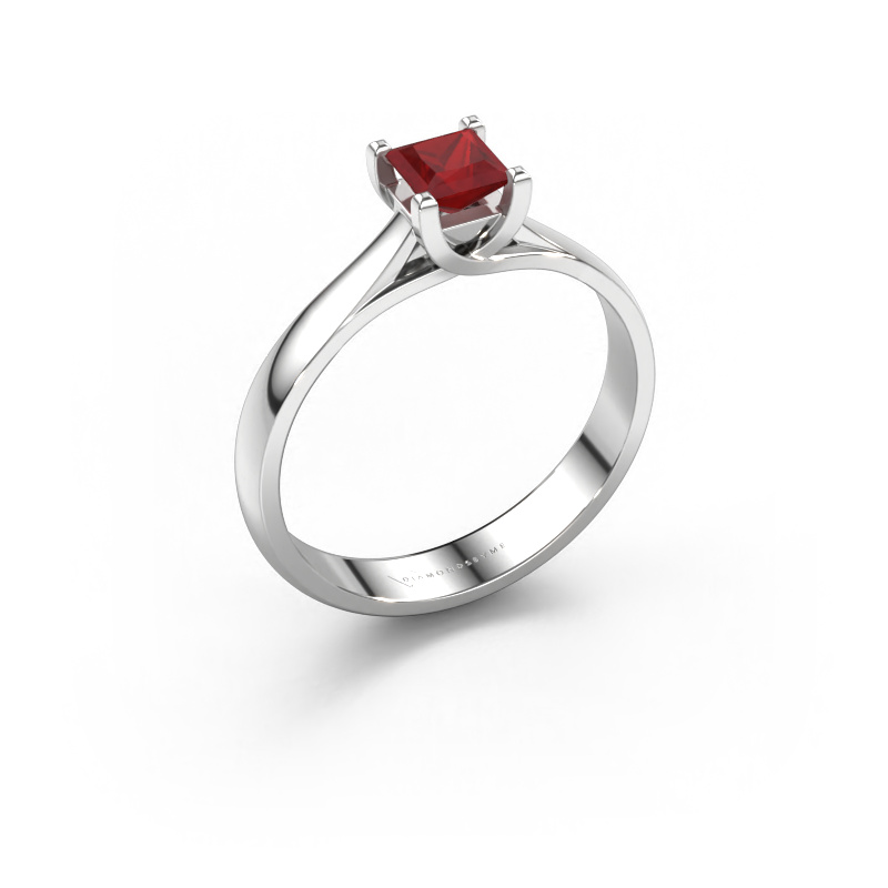 Image de Bague de fiançailles Mia Square 950 platine Rubis 4 mm