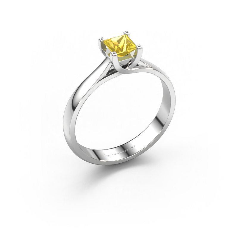 Image of Engagement ring Mia Square 950 platinum Yellow sapphire 4 mm