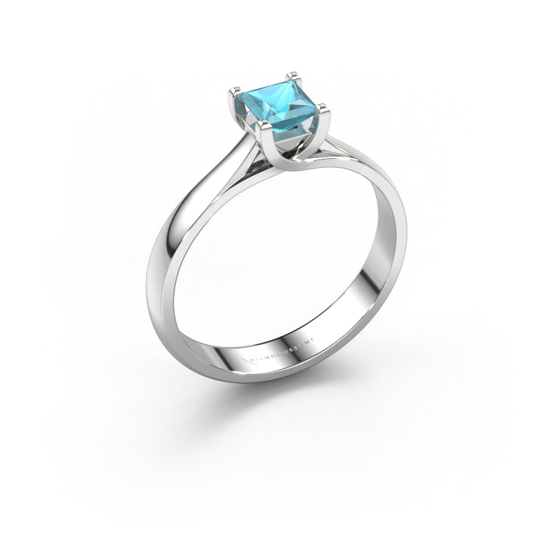 Image of Engagement ring Mia Square 950 platinum Blue topaz 4 mm