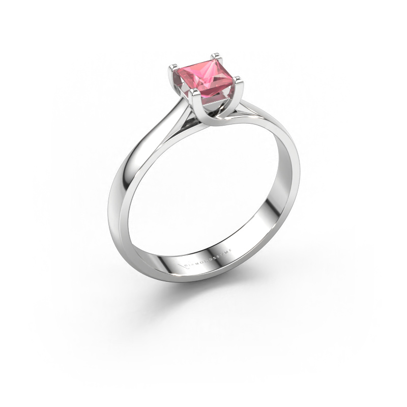 Image of Engagement ring Mia Square 950 platinum Tourmaline pink 4 mm