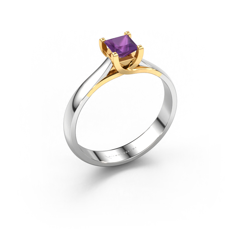 Image of Engagement ring Mia Square 585 white gold Amethyst 4 mm