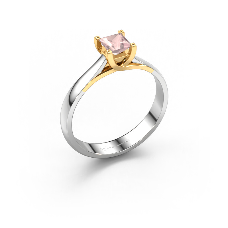 Image of Engagement ring Mia Square 585 white gold Morganite champagne 4 mm