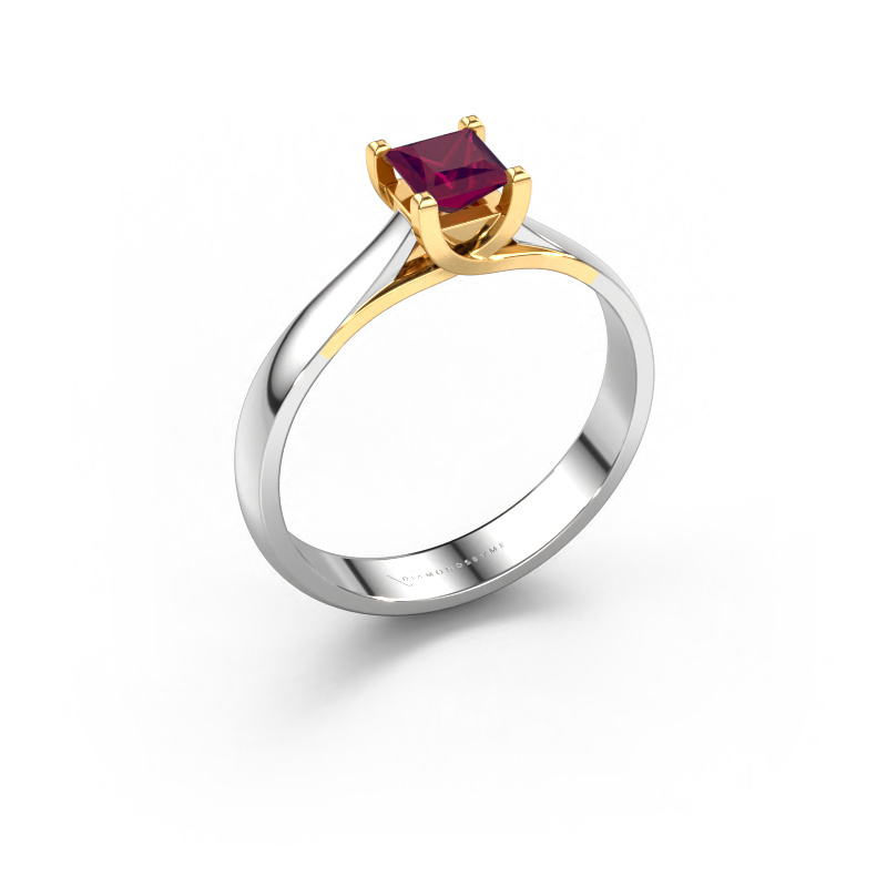 Image of Engagement ring Mia Square 585 white gold Rhodolite 4 mm