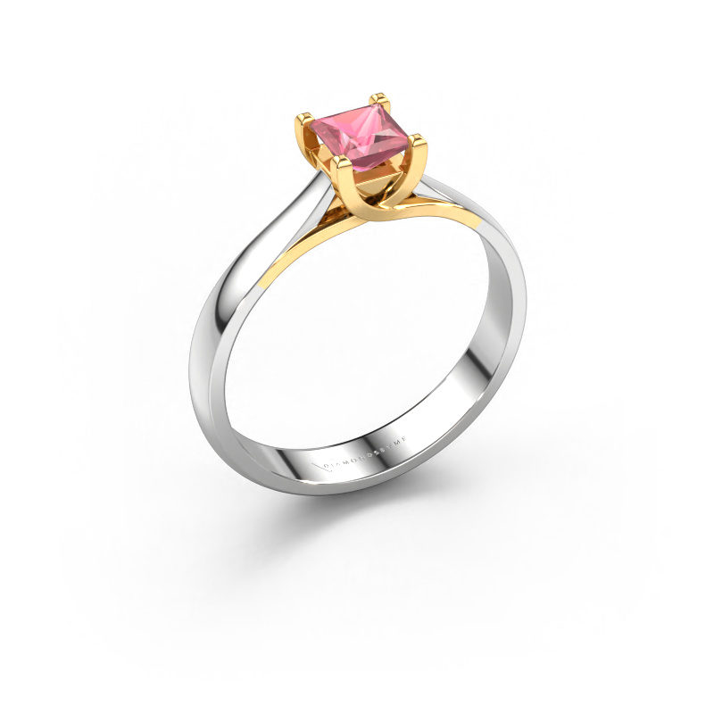 Image of Engagement ring Mia Square 585 white gold Tourmaline pink 4 mm