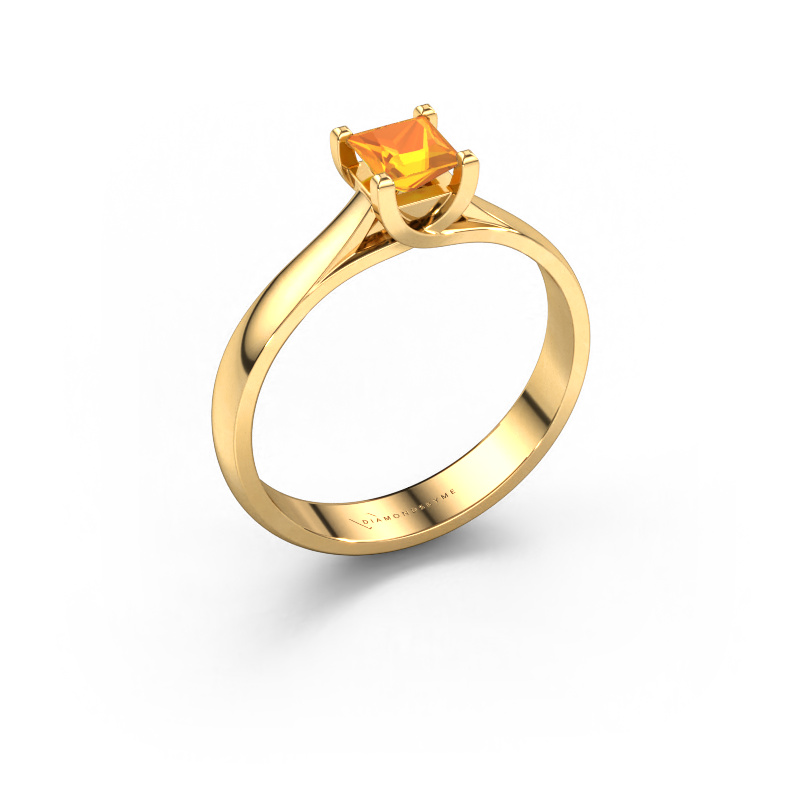 Image of Engagement ring Mia Square 585 gold Citrin 4 mm
