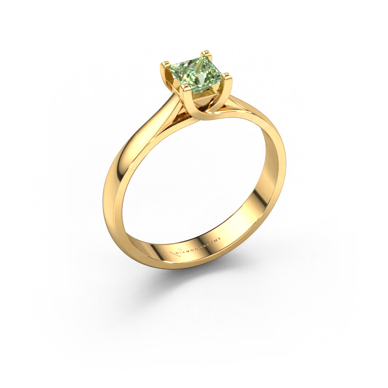 Image of Engagement ring Mia Square 585 gold Green lab grown diamond 4 mm
