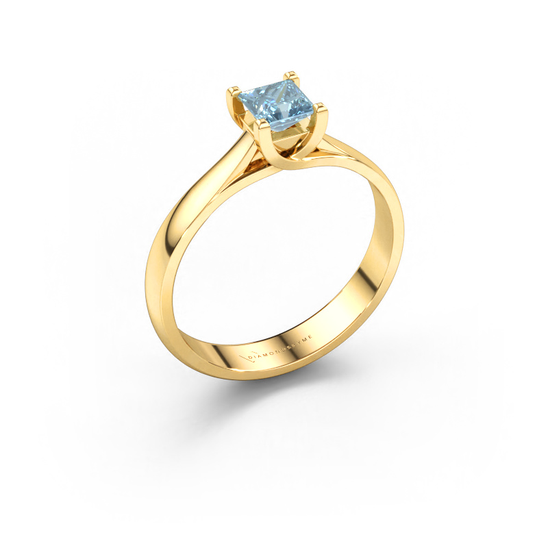 Image of Engagement ring Mia Square 585 gold Blue lab grown diamond 4 mm