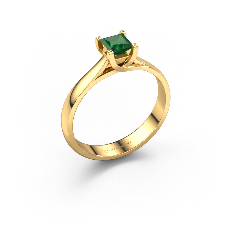 Image of Engagement ring Mia Square 585 gold Emerald 4 mm