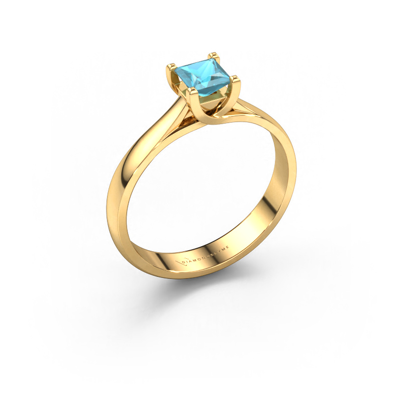 Bild von Verlobungsring Mia Square 585 Gold Blau Topas 4 mm