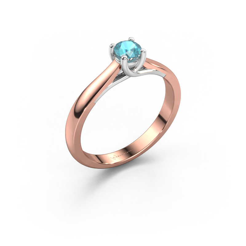 Bild von Verlobungsring Mia 1 585 Roségold Blau Topas 4 mm
