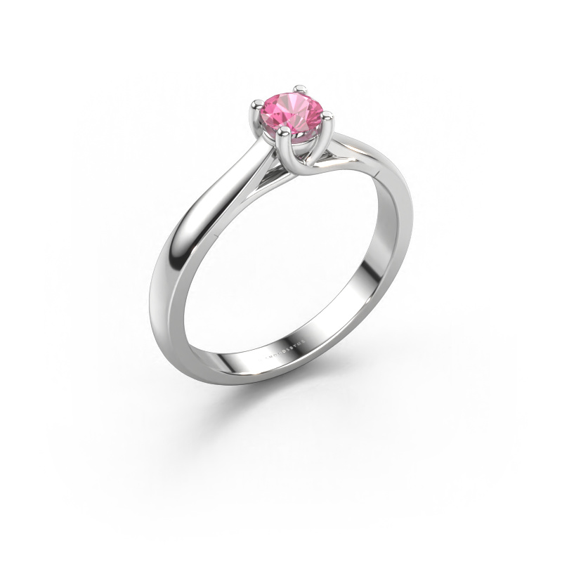 Image of Engagement ring Mia 1 585 white gold Pink sapphire 4 mm