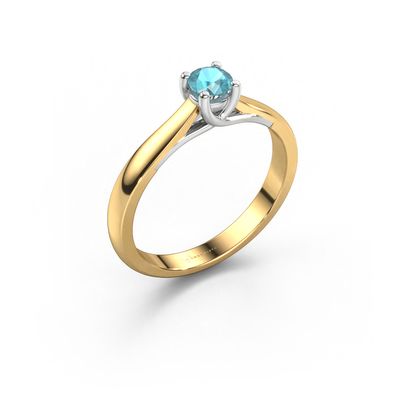 Image de Bague de fiançailles Mia 1 585 or jaune Topaze bleue 4 mm