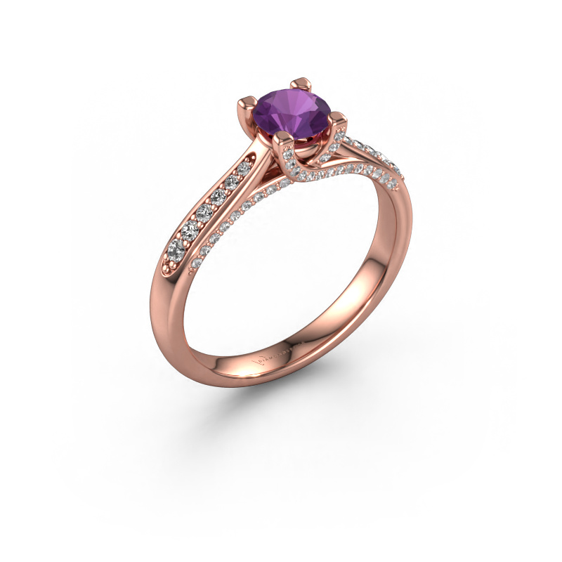 Image of Engagement ring Mia 3 585 rose gold Amethyst 5 mm