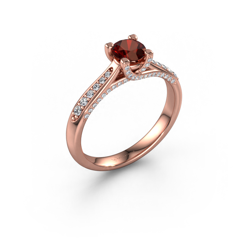 Image of Engagement ring Mia 3 585 rose gold Garnet 5 mm