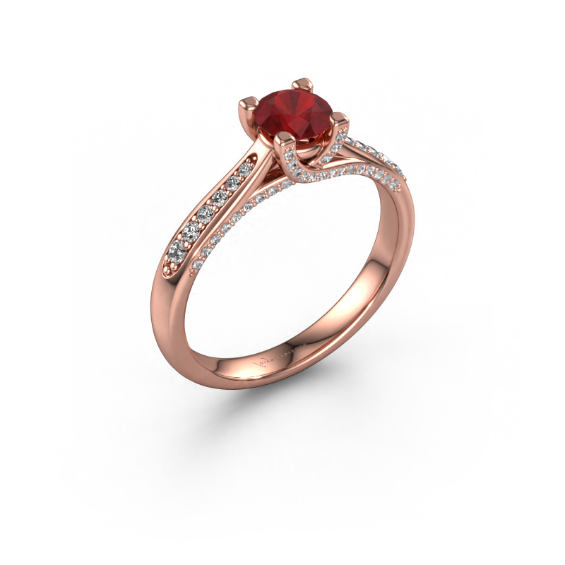 Image of Engagement ring Mia 3 585 rose gold Ruby 5 mm