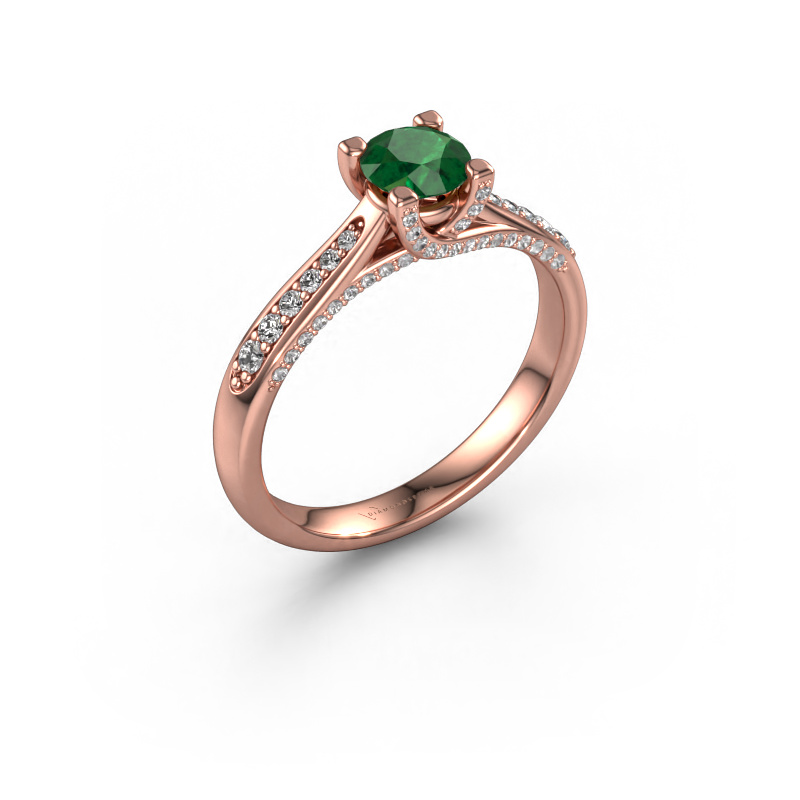 Image of Engagement ring Mia 3 585 rose gold Emerald 5 mm