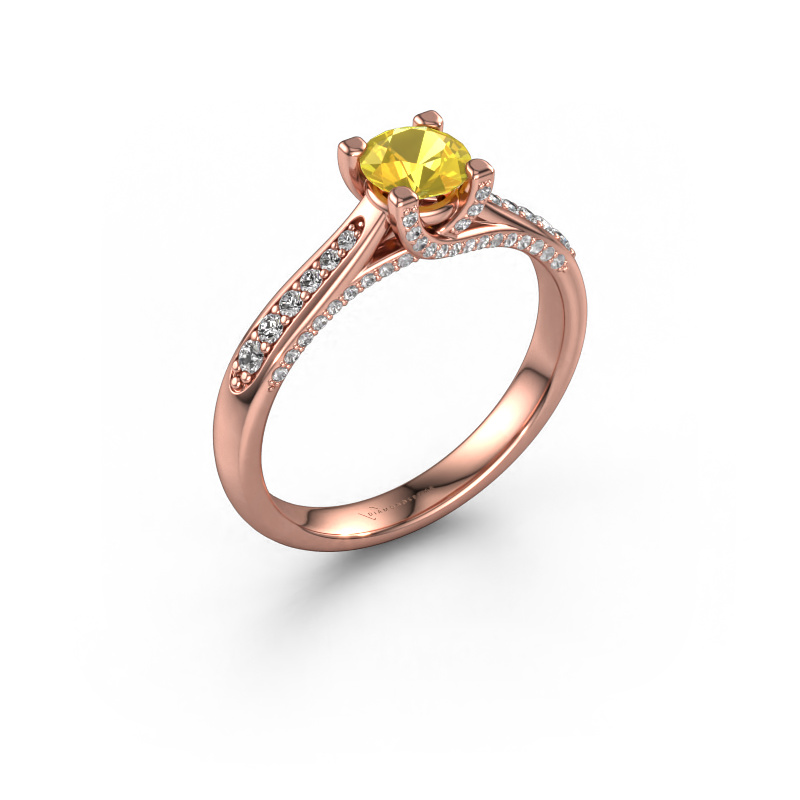 Image de Bague de fiançailles Mia 3 585 or rose Saphir jaune 5 mm