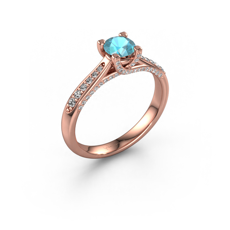 Image of Engagement ring Mia 3 585 rose gold Blue topaz 5 mm