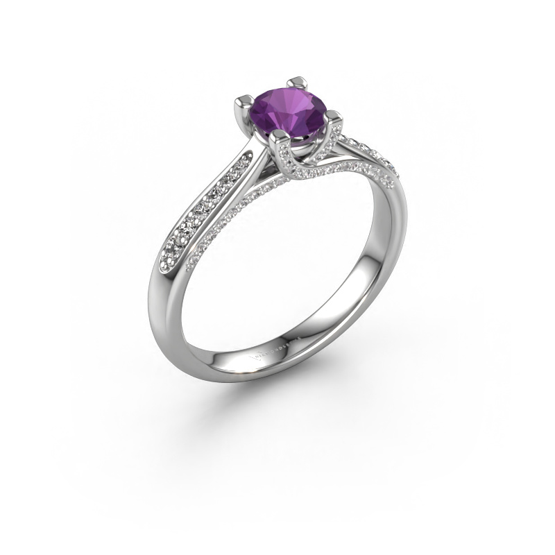 Image of Engagement ring Mia 3 950 platinum Amethyst 5 mm