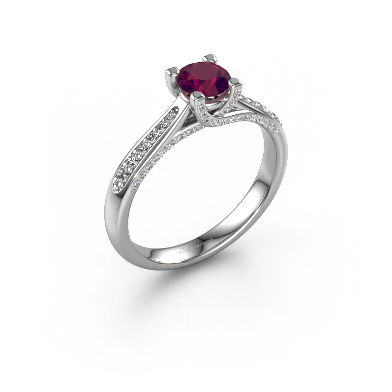 Image of Engagement ring Mia 3 585 white gold Rhodolite 5 mm
