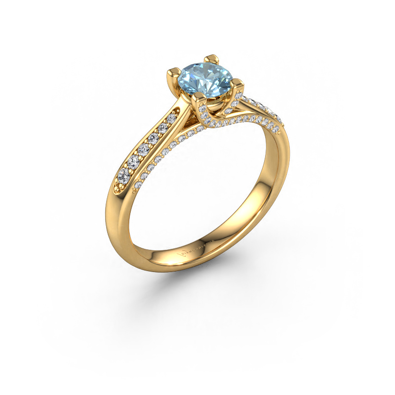 Image of Engagement ring Mia 3 585 gold Blue lab grown diamond 5 mm