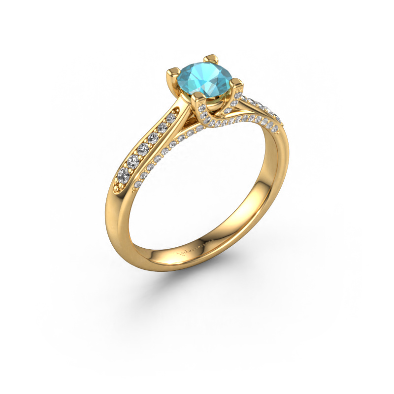 Image of Engagement ring Mia 3 585 gold Blue topaz 5 mm