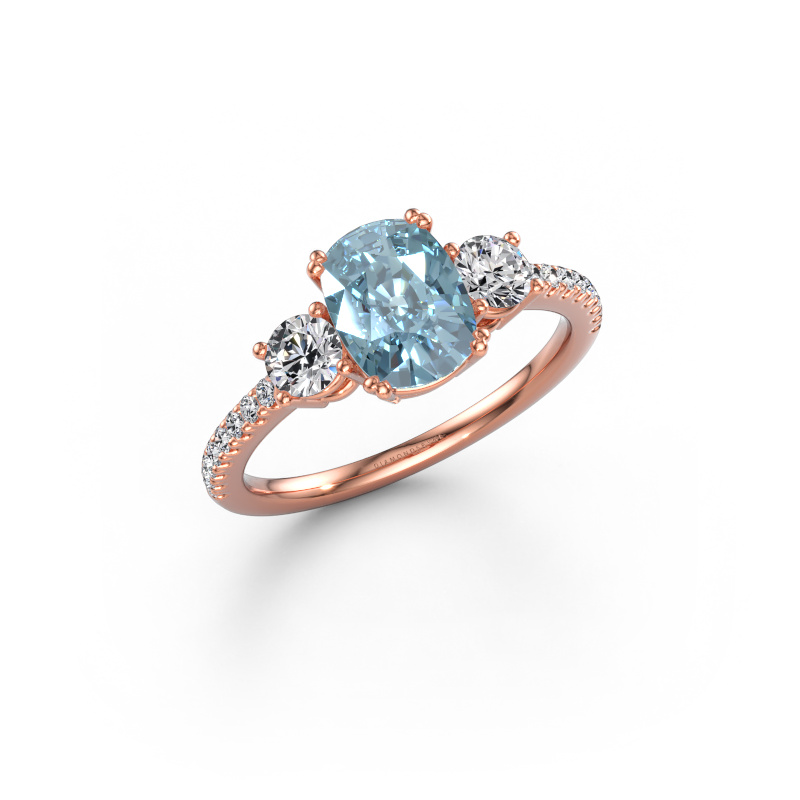 Image of Engagement ring Dominique CSH 2 585 rose gold Blue lab grown diamond 8x6 mm
