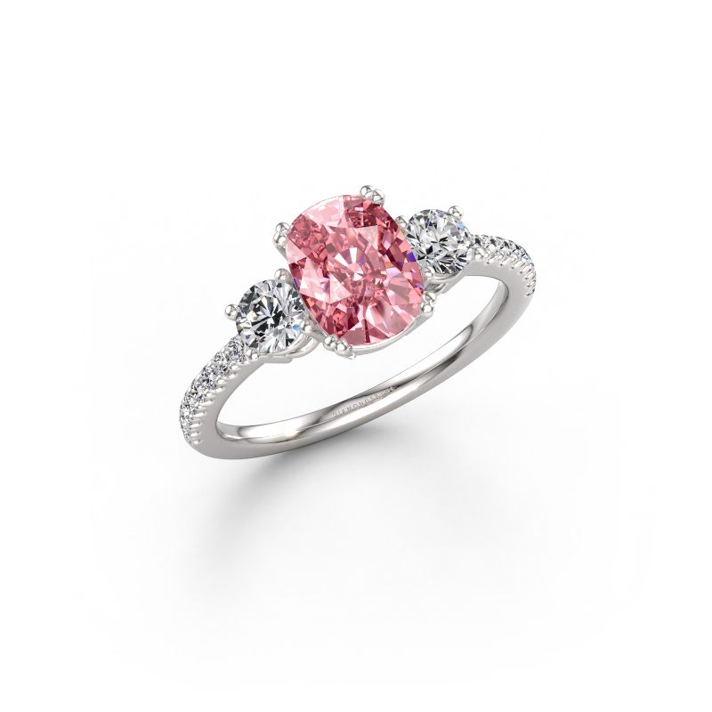 Image of Engagement ring Dominique CSH 2 950 platinum Pink lab grown diamond 8x6 mm