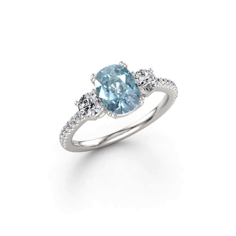Image of Engagement ring Dominique CSH 2 950 platinum Blue lab grown diamond 8x6 mm