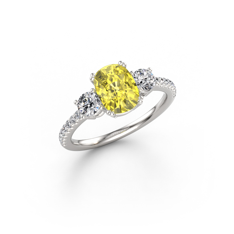 Image of Engagement ring Dominique CSH 2 950 platinum Yellow lab grown diamond 8x6 mm