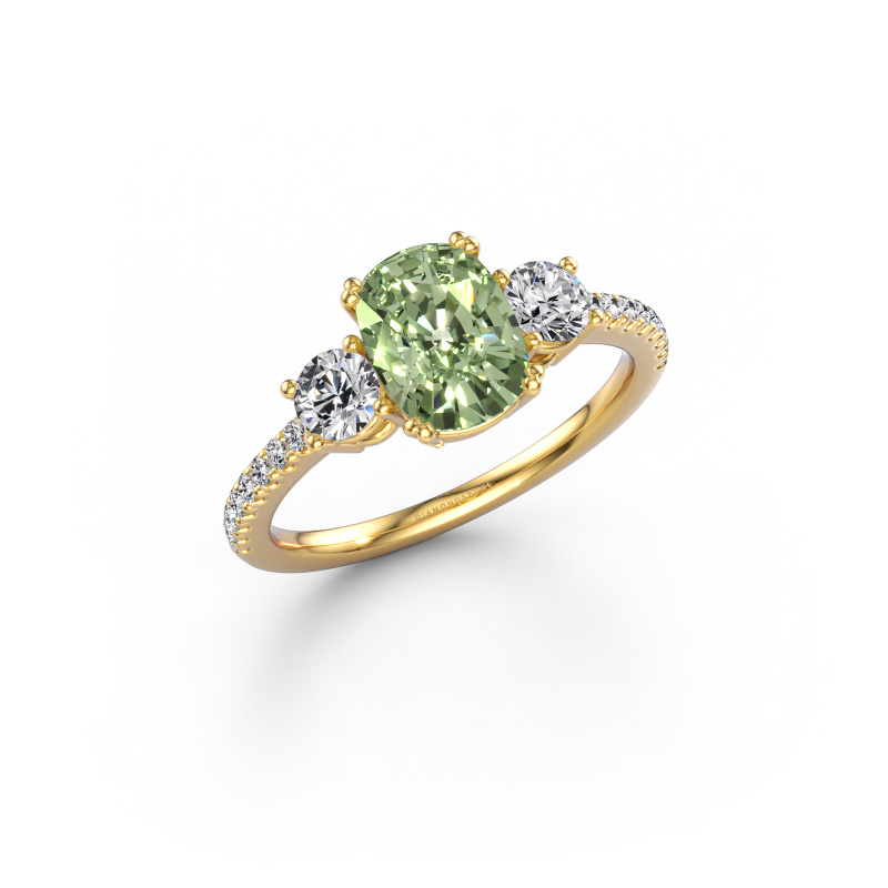 Image of Engagement ring Dominique CSH 2 585 gold Green lab grown diamond 8x6 mm
