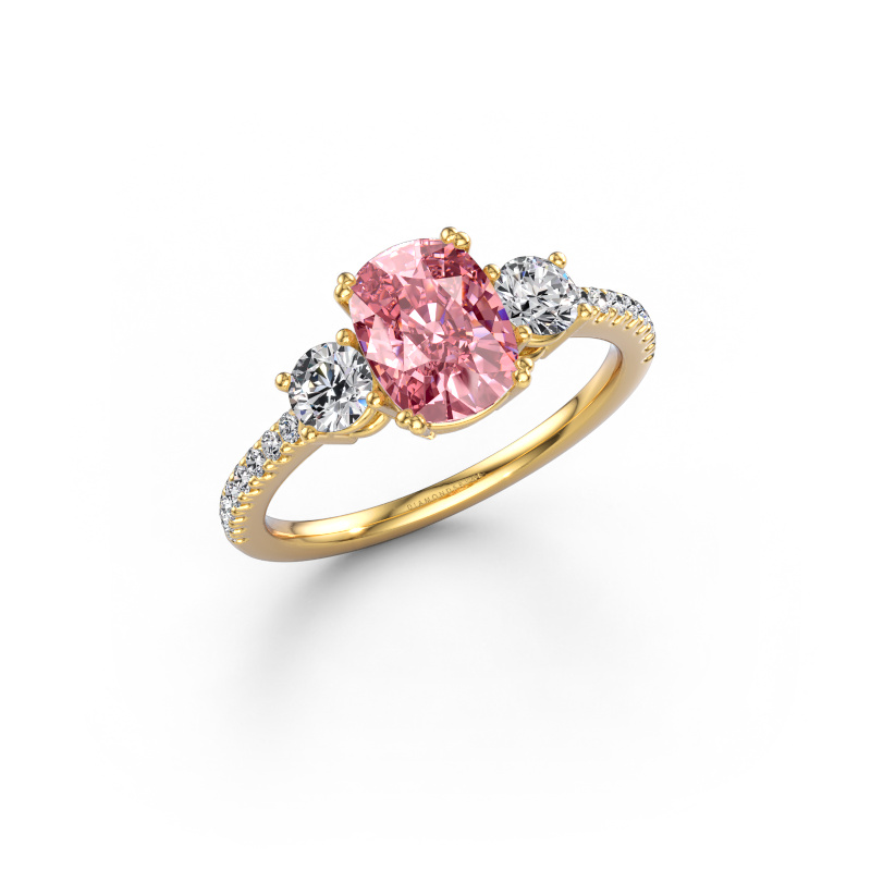 Image de Bague de fiançailles Dominique CSH 2 585 or jaune Diamant synthétique roze 8x6 mm
