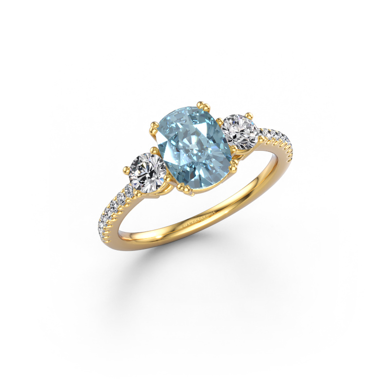 Image of Engagement ring Dominique CSH 2 585 gold Blue lab grown diamond 8x6 mm