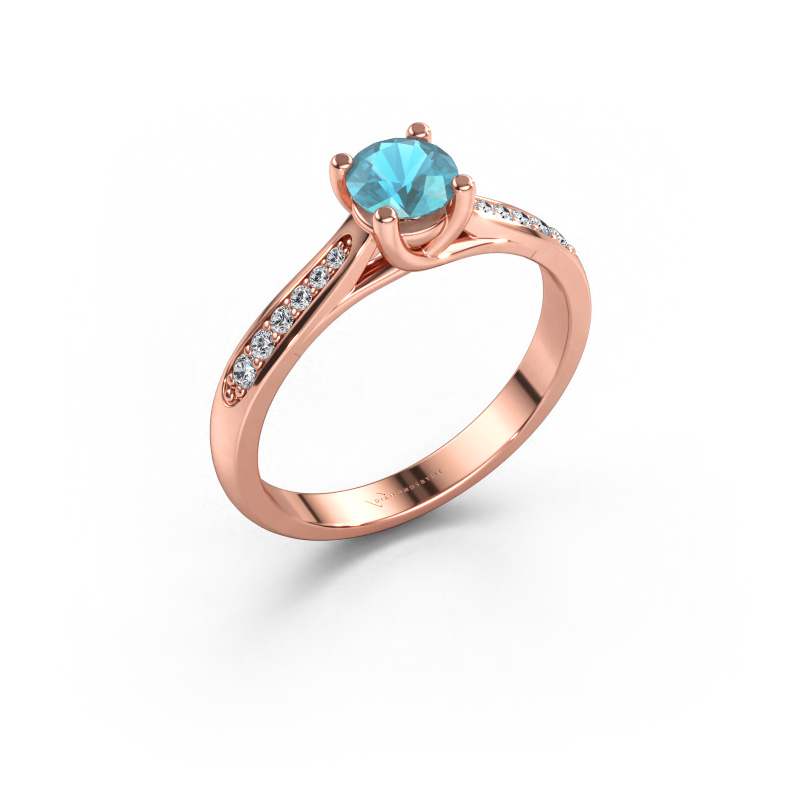 Immagine di Anello di fidanzamento Mia 2 585 oro rosa Topazio blu 5 mm