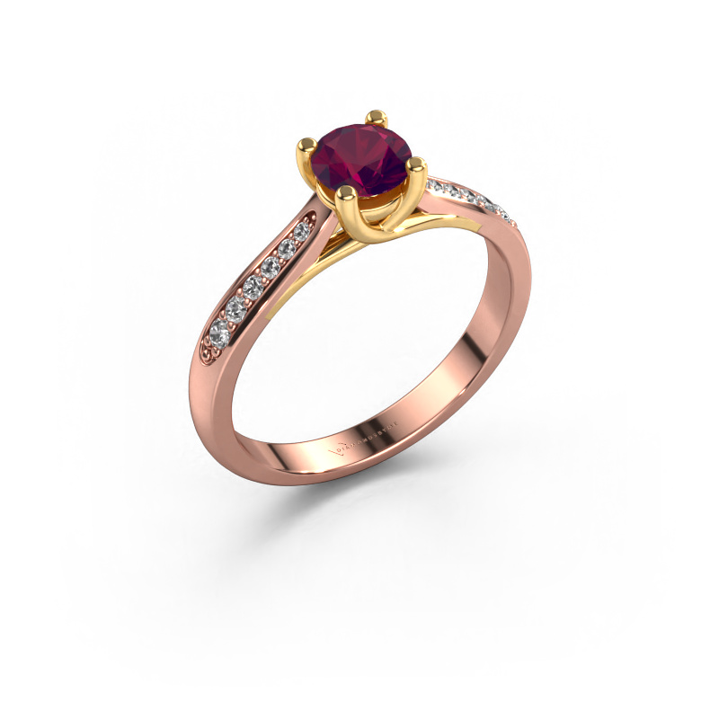 Image of Engagement ring Mia 2 585 rose gold Rhodolite 5 mm