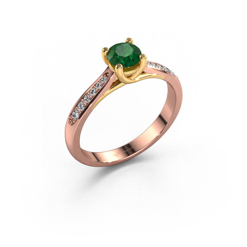 Image of Engagement ring Mia 2 585 rose gold Emerald 5 mm
