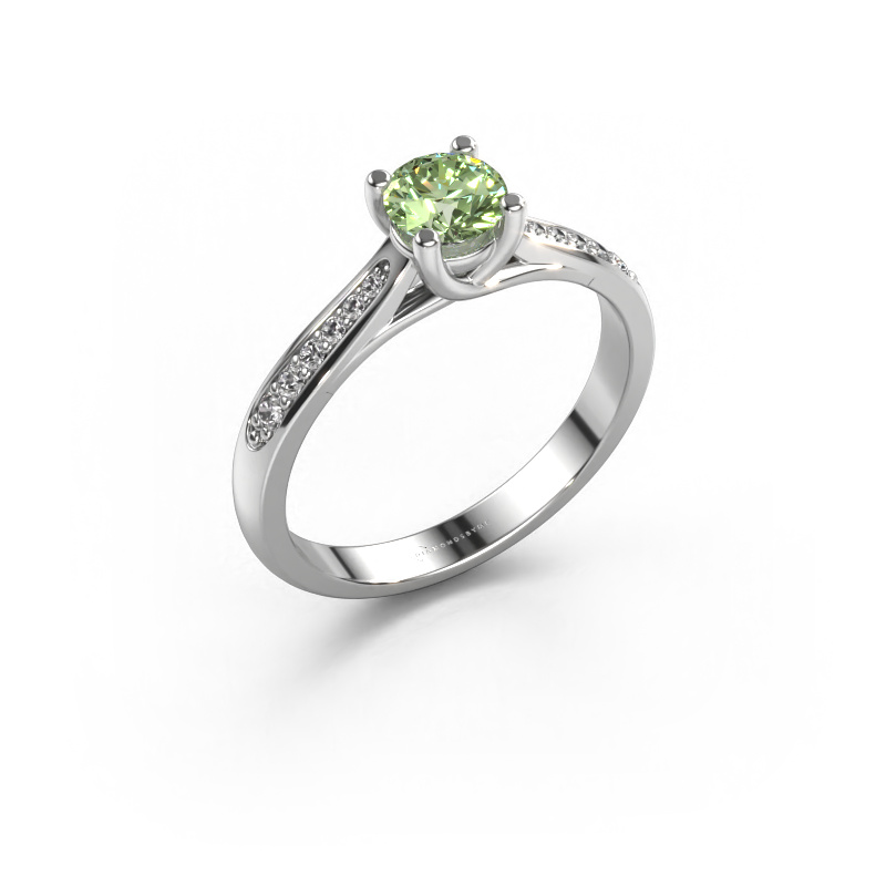 Image of Engagement ring Mia 2 950 platinum Green lab grown diamond 5 mm