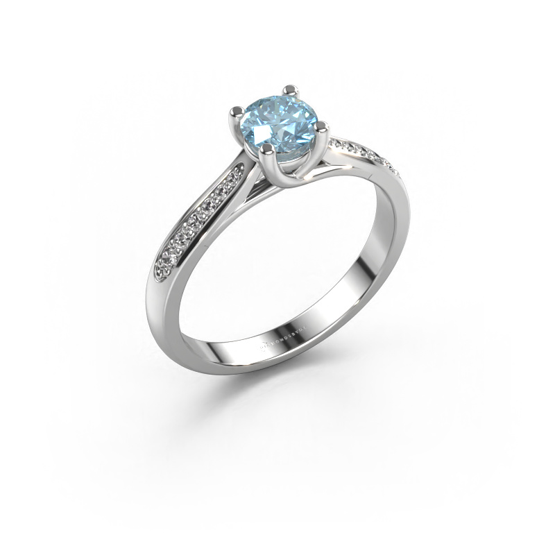 Image of Engagement ring Mia 2 950 platinum Blue lab grown diamond 5 mm