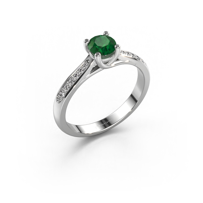Image of Engagement ring Mia 2 950 platinum Emerald 5 mm