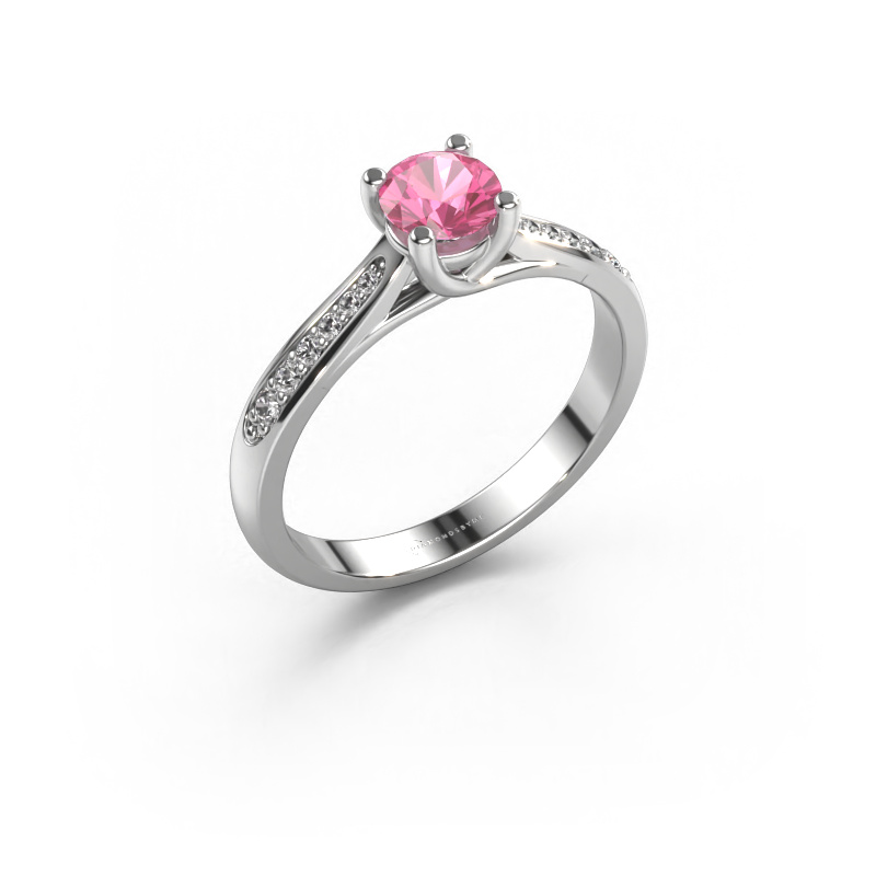 Bild von Verlobungsring Mia 2 950 Platin Pink Saphir 5 mm