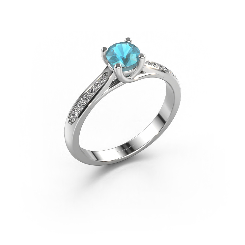 Bild von Verlobungsring Mia 2 950 Platin Blau Topas 5 mm