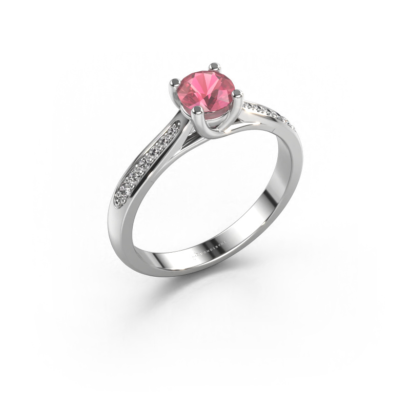 Bild von Verlobungsring Mia 2 950 Platin Turmalin rosa 5 mm