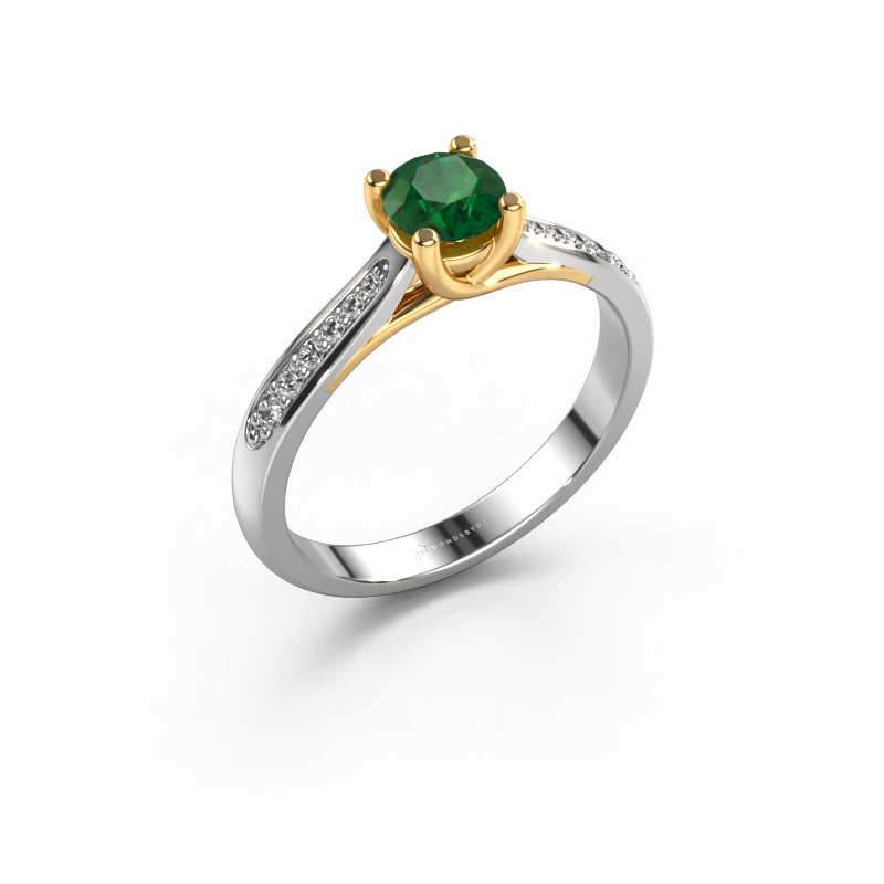 Image of Engagement ring Mia 2 585 white gold Emerald 5 mm