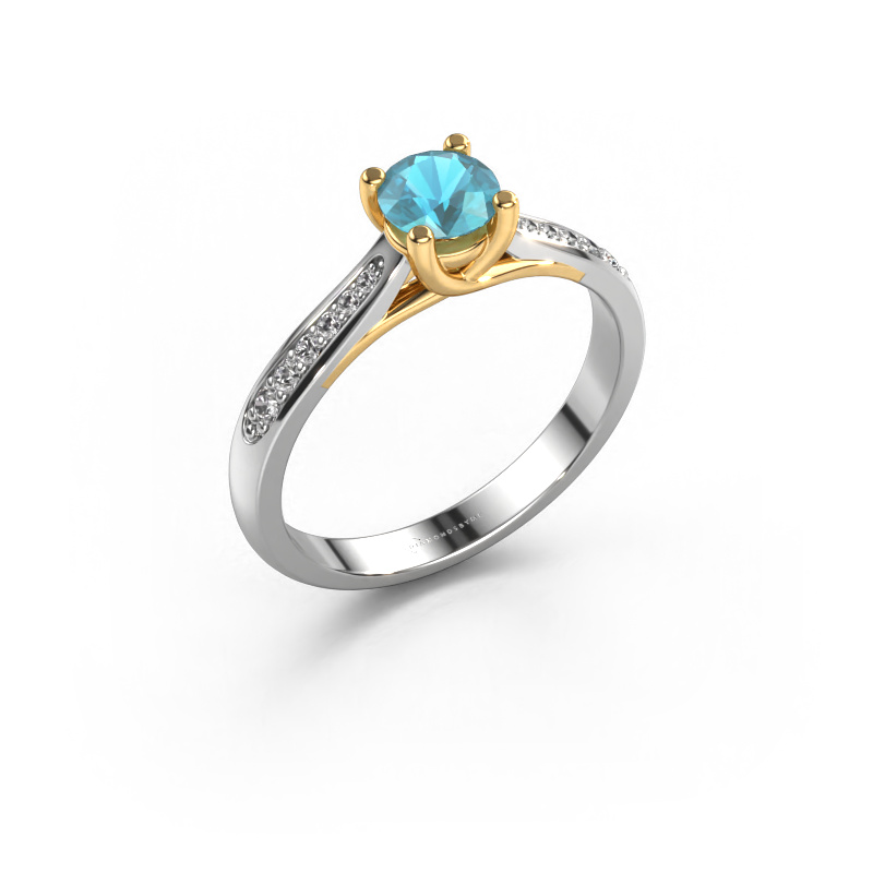 Image of Engagement ring Mia 2 585 white gold Blue topaz 5 mm